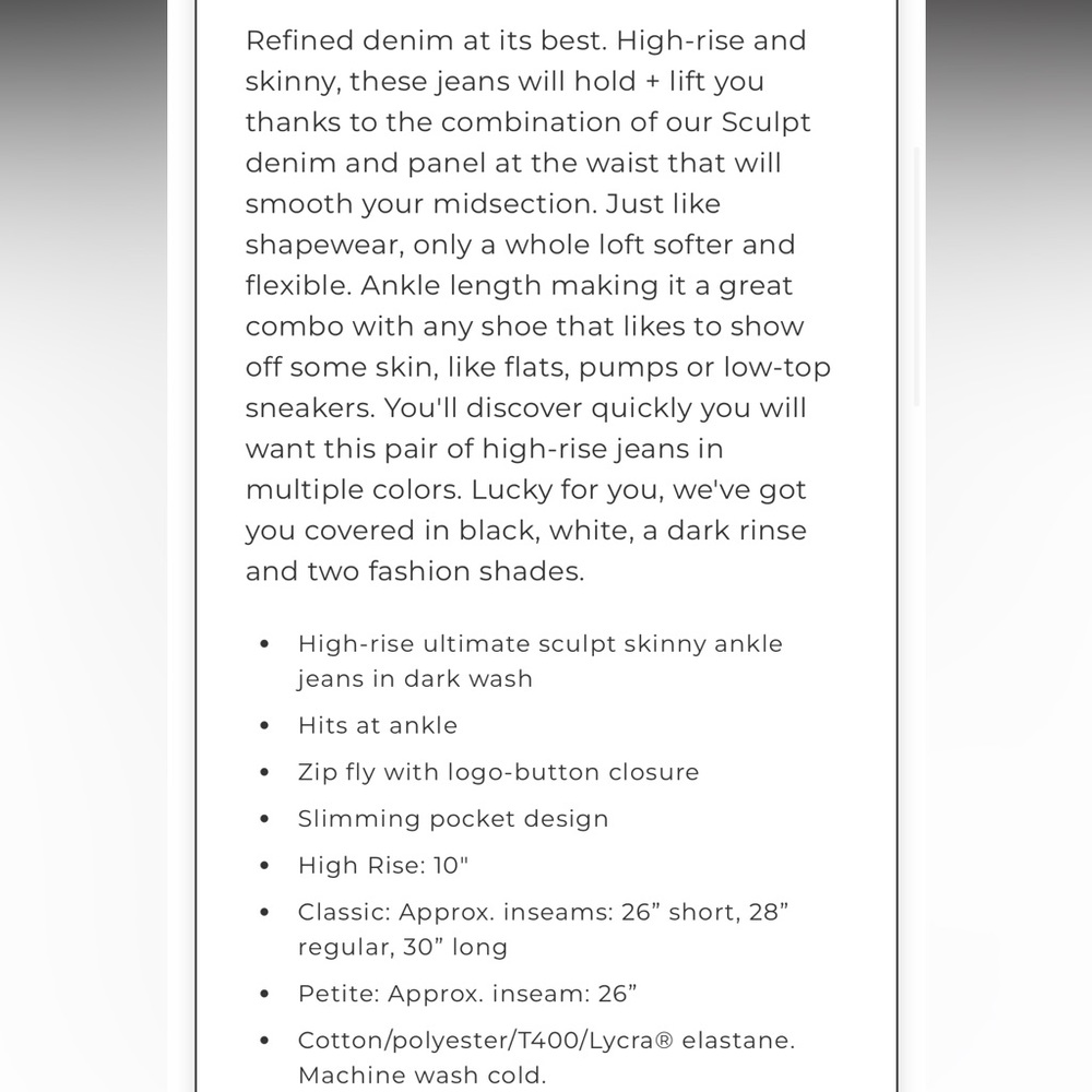WHBM High-Rise Sculpt Skinny Ankle Jeans - Picture 4 of 4